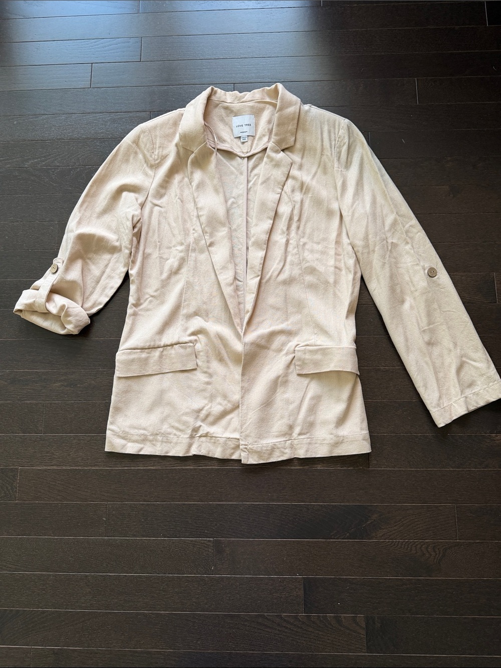 Love Tree Light Cream Open-Front Blazer